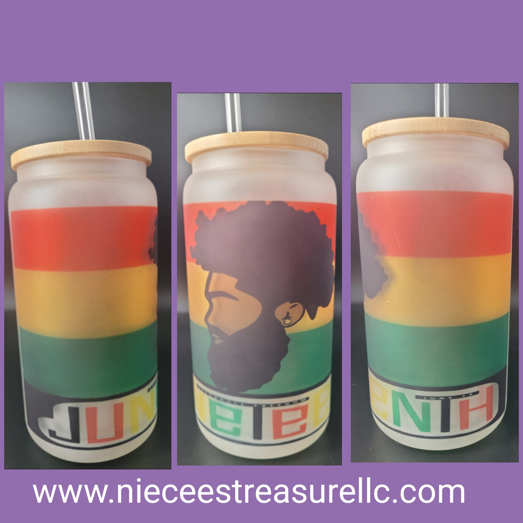 Juneteenth Guy 16oz glass tumbler