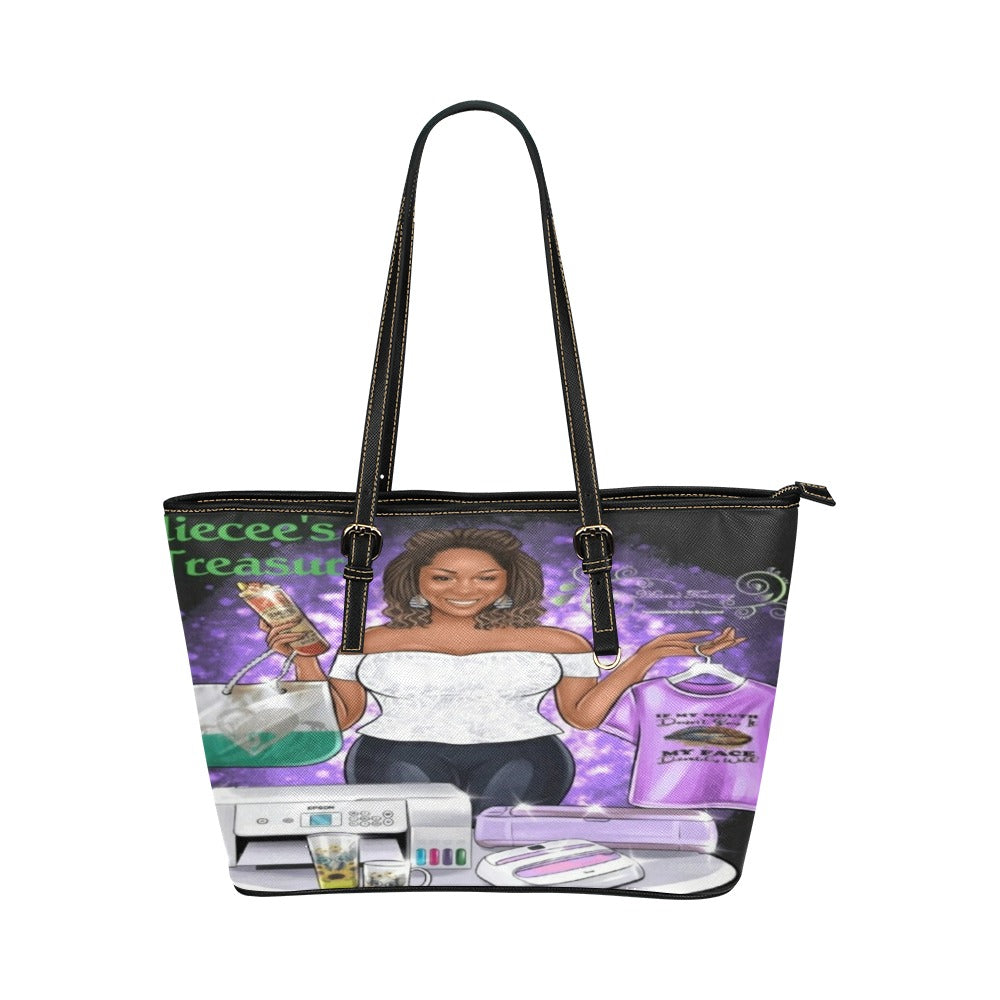 Tote/Shoulder Bag - Customizable Leather Tote Bag/Small (Model 1651)